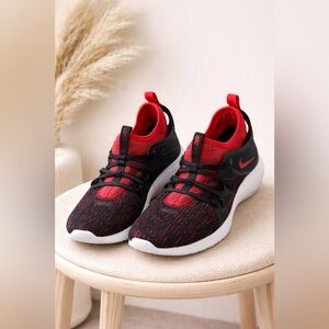Nike Flex Running Shoes Black Red Knit Sneakers Women’s size 8
